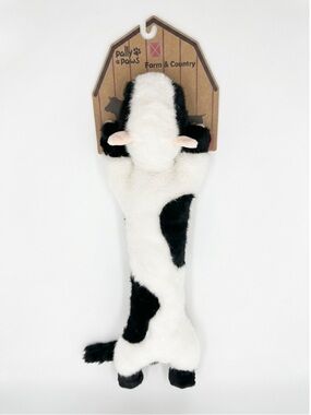 Pally Paws Plush Cow Dog Toy - Black & White - Crinkle and Squeaker